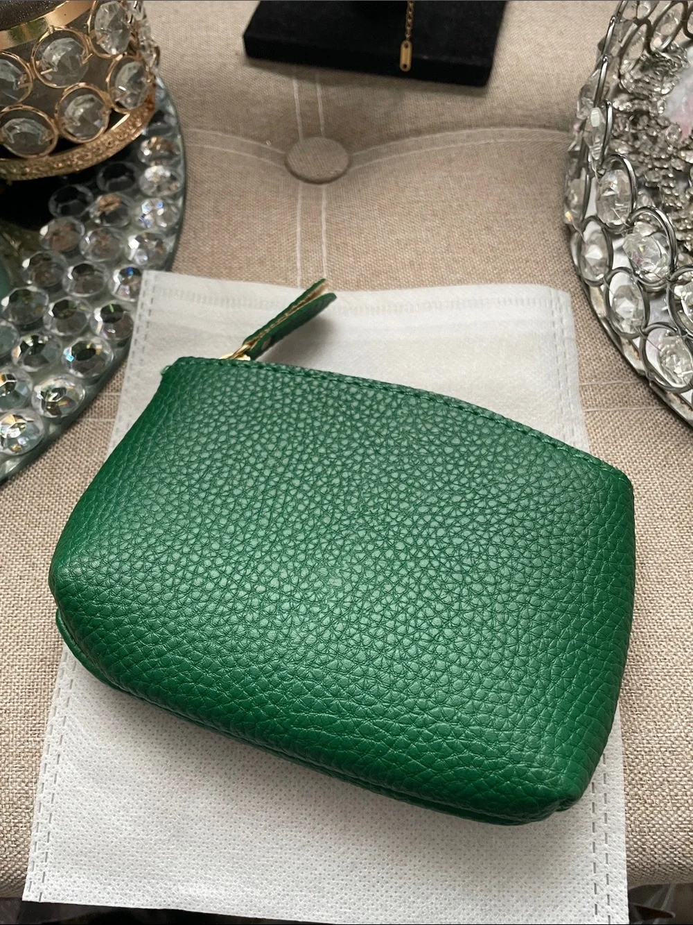 ✨Green Mini Zip Coin Card Pouch ✨NEW w/dustbag